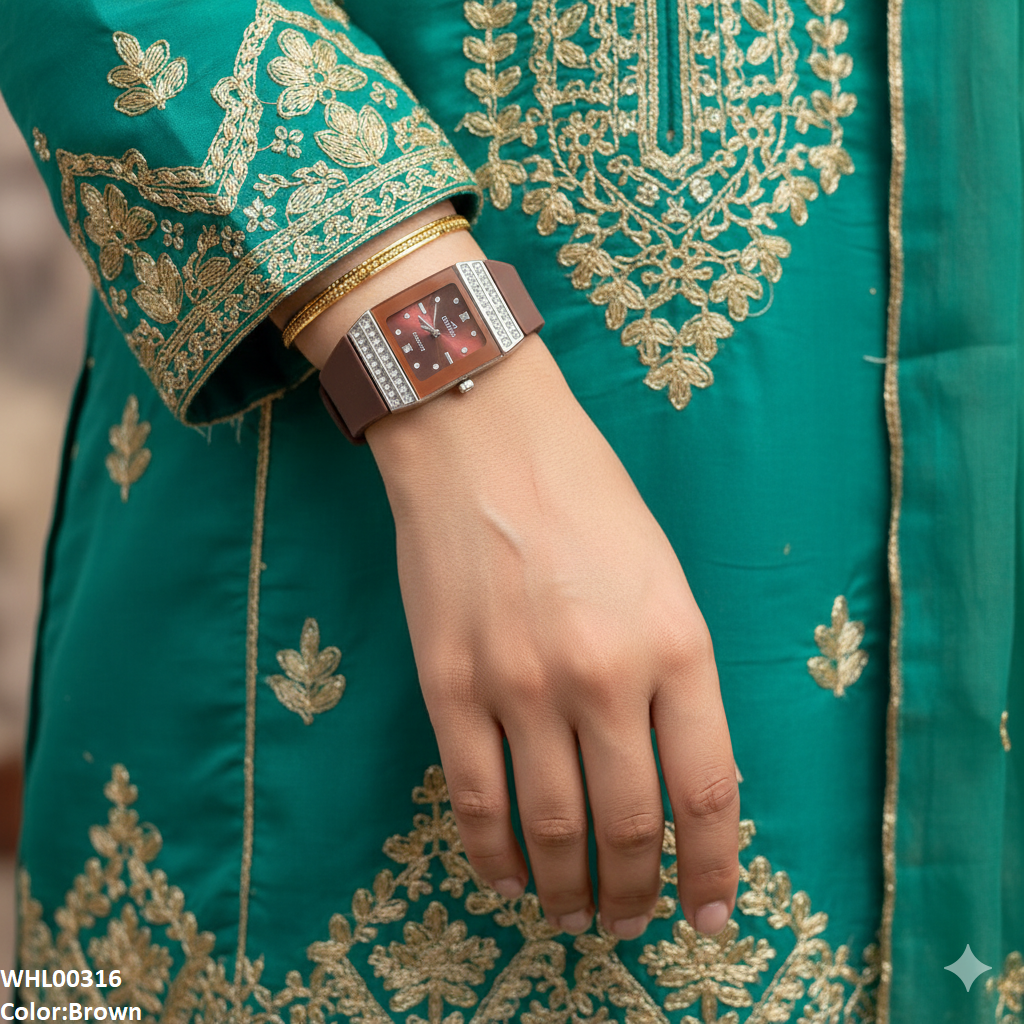 WHL00316 ZWA Square Dial Stone Women's Watch - WHL