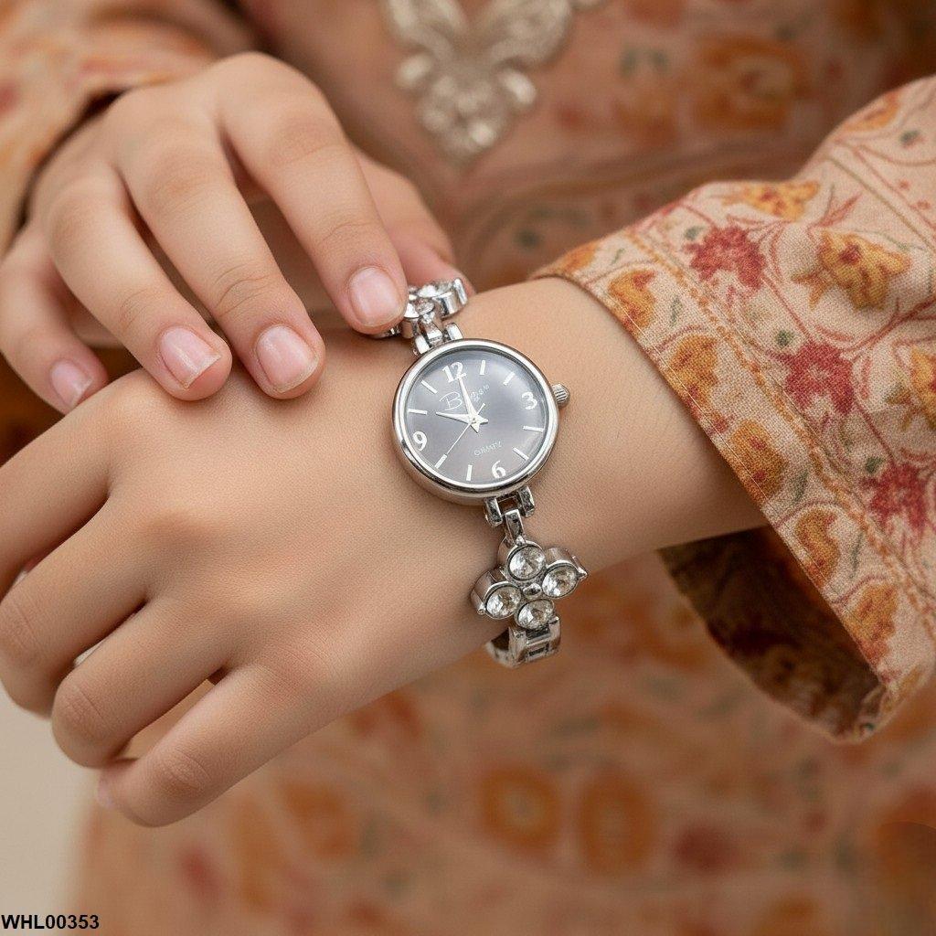 WHL00353  ZWA Round Flower Chain Watch - WHL