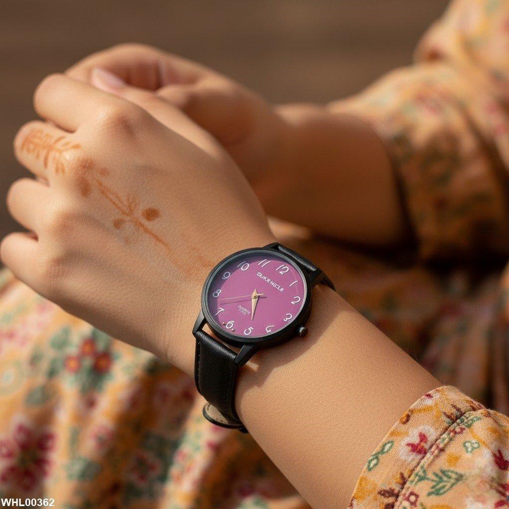 WHL00362 ZWA Round Maroon Dial Women's Watch - WHL