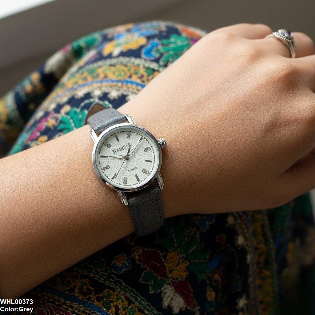 WHL00373 IWA Round Double Stone White Dial Unisex Watch - WHL