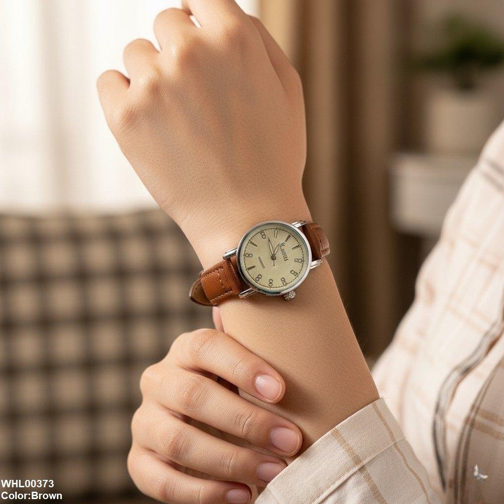 WHL00373 IWA Round Double Stone White Dial Unisex Watch - WHL