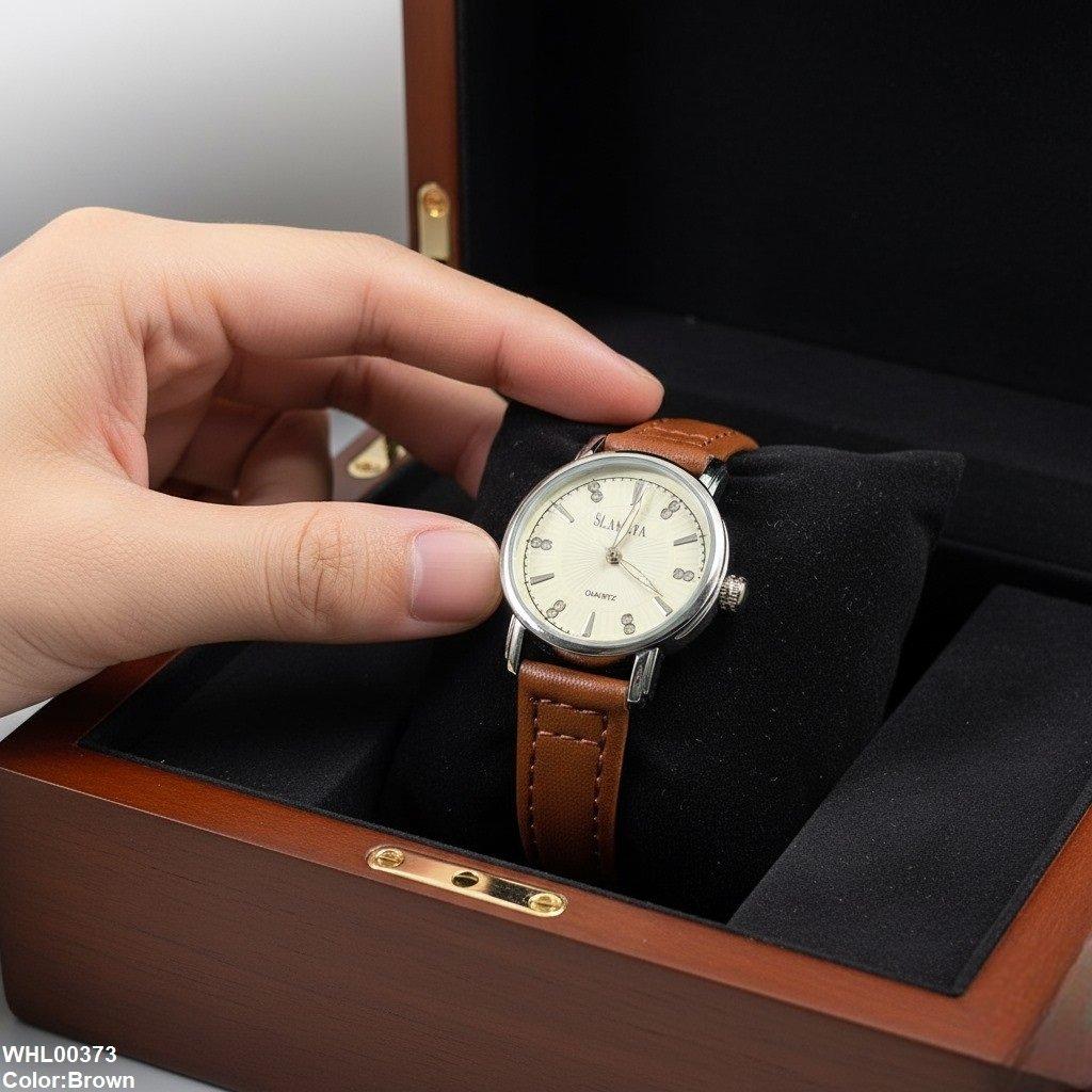 WHL00373 IWA Round Double Stone White Dial Unisex Watch - WHL