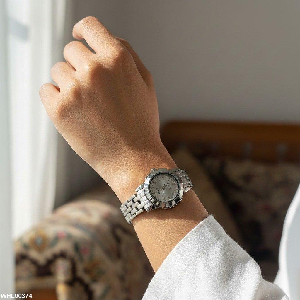 WHL00374  IWA Round Analog Silver Strap Women's Watch - WHL