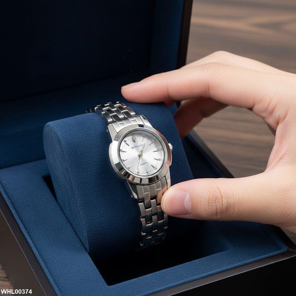 WHL00374  IWA Round Analog Silver Strap Women's Watch - WHL