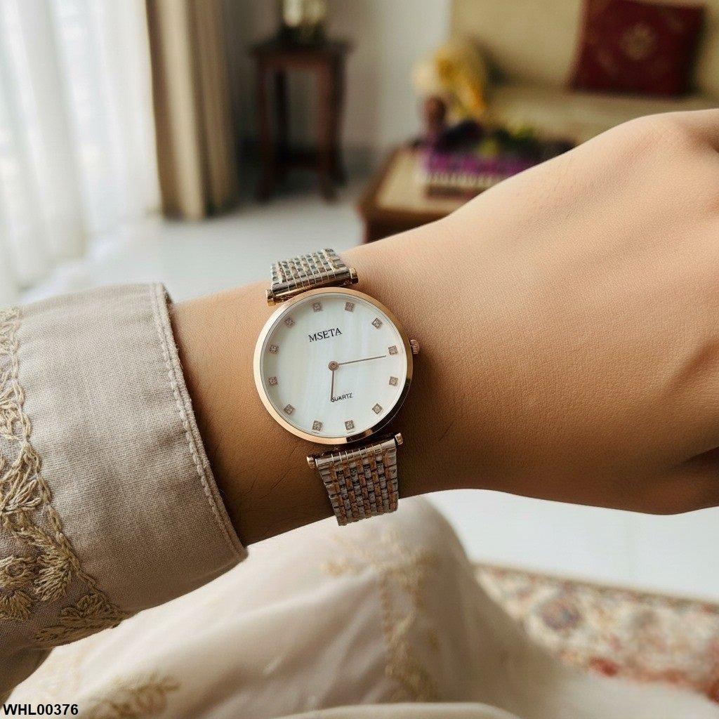 WHL00376 IWA Metal Band White Dial Crystal Women's Watch - WHL