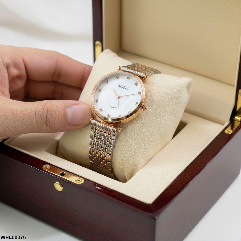 WHL00376 IWA Metal Band White Dial Crystal Women's Watch - WHL