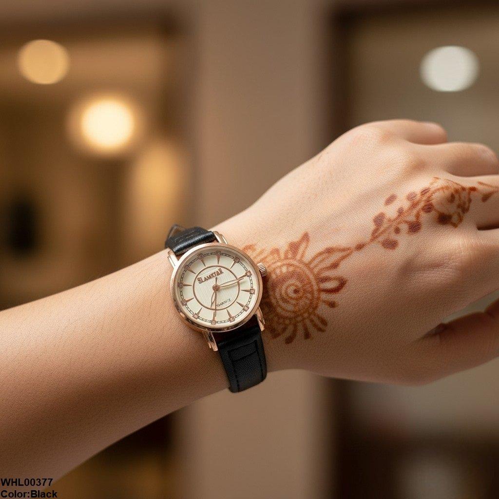 WHL00377 IWA Round Stone White Dial Unisex Watch - WHL