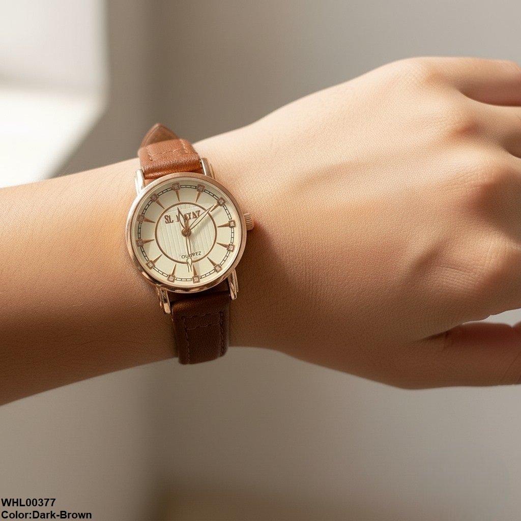 WHL00377 IWA Round Stone White Dial Unisex Watch - WHL