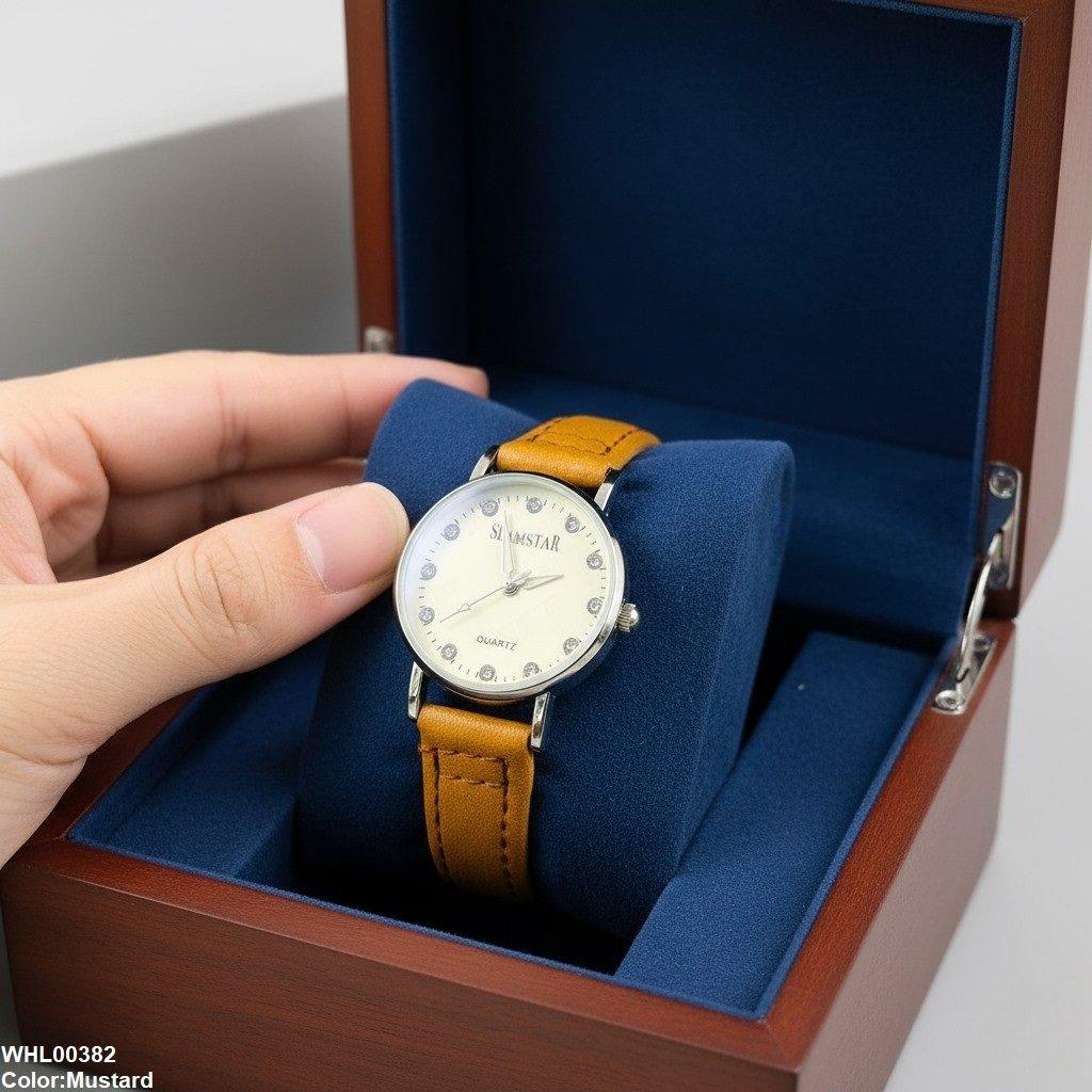 WHL00382 IWA Round Stone Silver Bezel Women's Watch - WHL