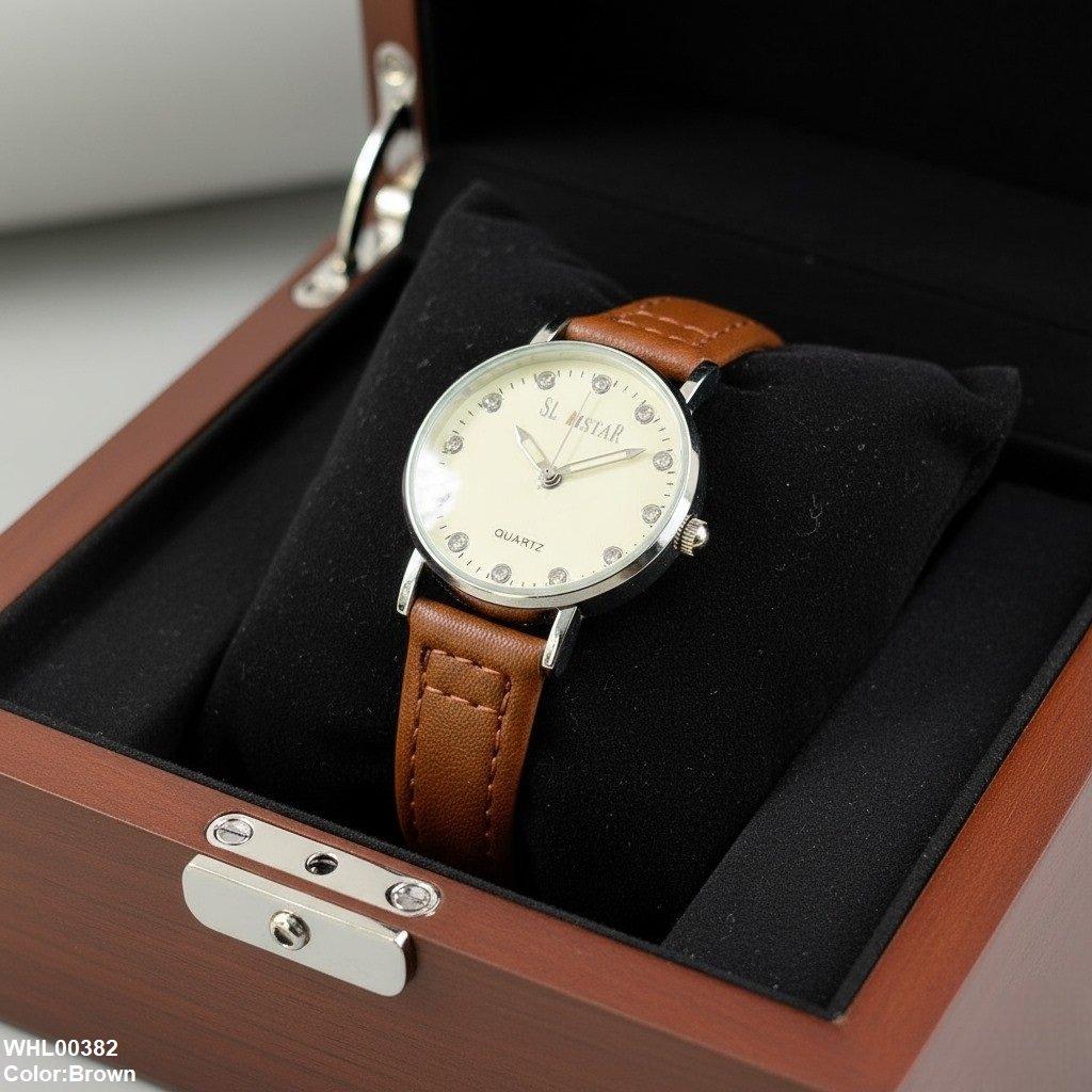 WHL00382 IWA Round Stone Silver Bezel Women's Watch - WHL