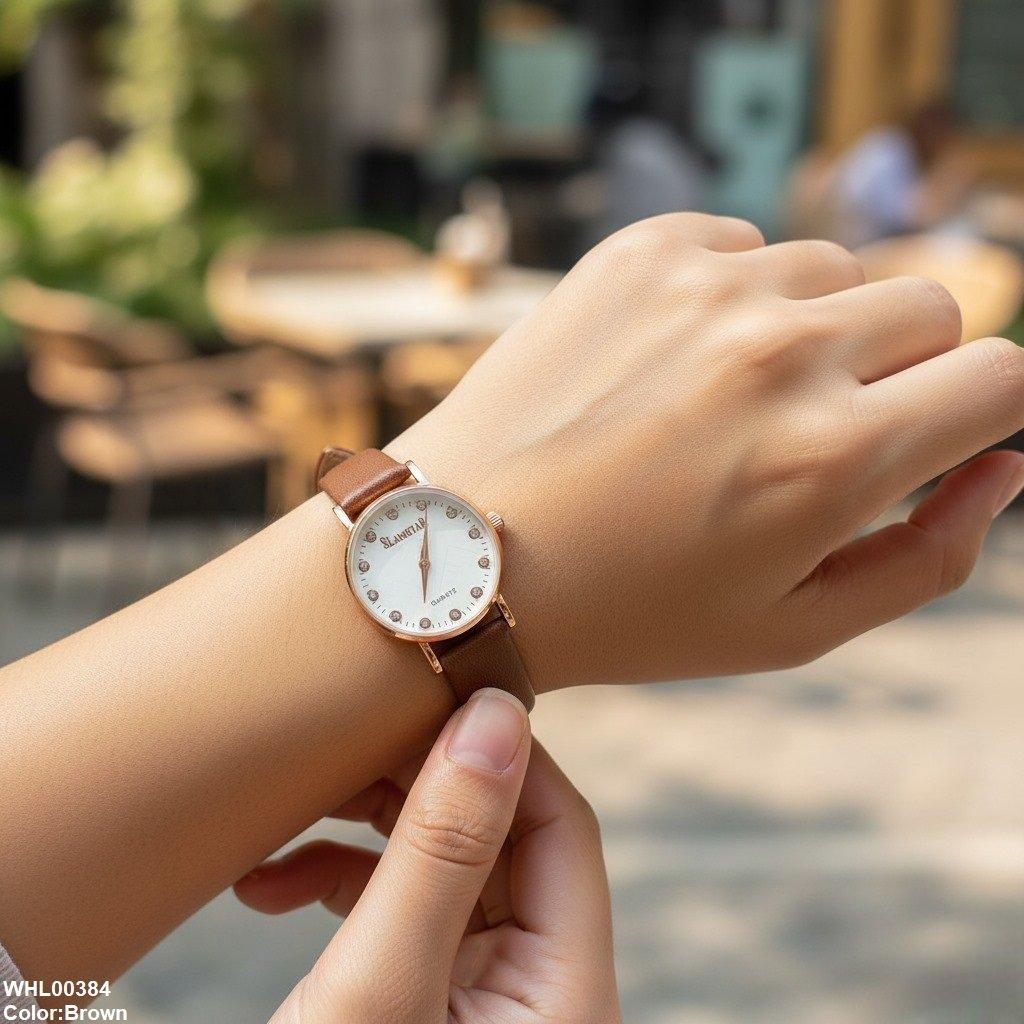 WHL00384 IWA Round Stone White Dial Women's Watch - WHL