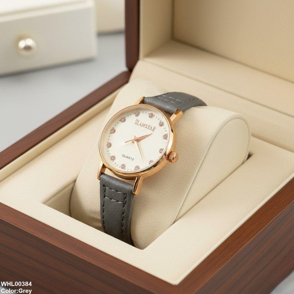 WHL00384 IWA Round Stone White Dial Women's Watch - WHL