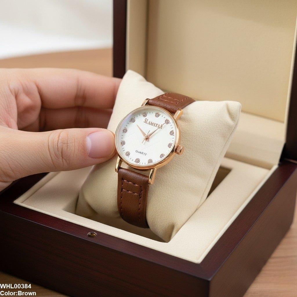 WHL00384 IWA Round Stone White Dial Women's Watch - WHL