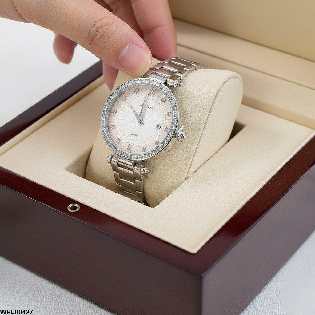 WHL00427 IWA Round Rhinestone Analog Dial Women's Watch - WHL