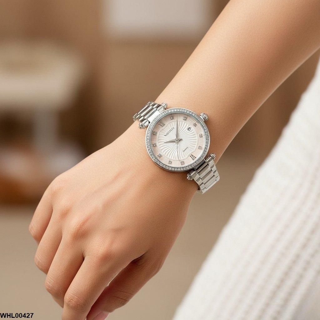 WHL00427 IWA Round Rhinestone Analog Dial Women's Watch - WHL