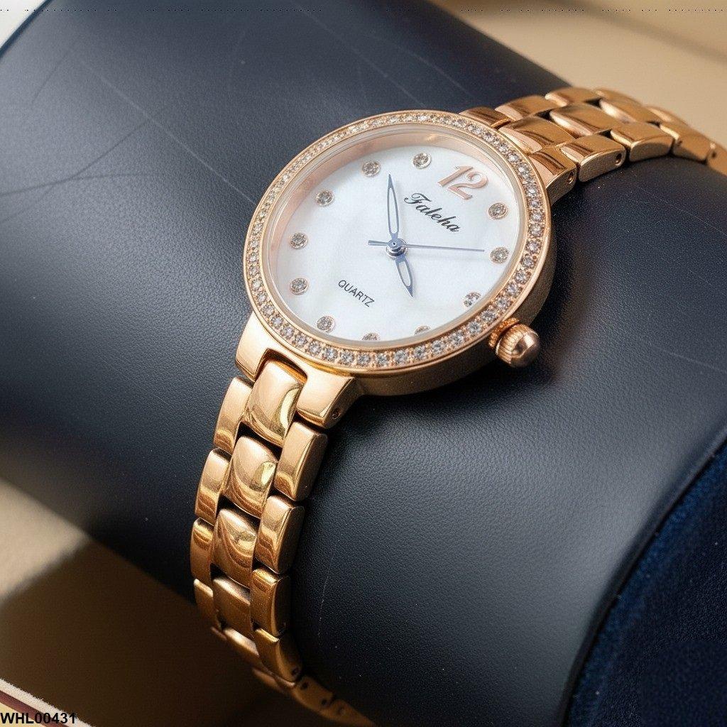 WHL00431 IWA Round Rhinestone Bezel Dial Women's Watch - WHL