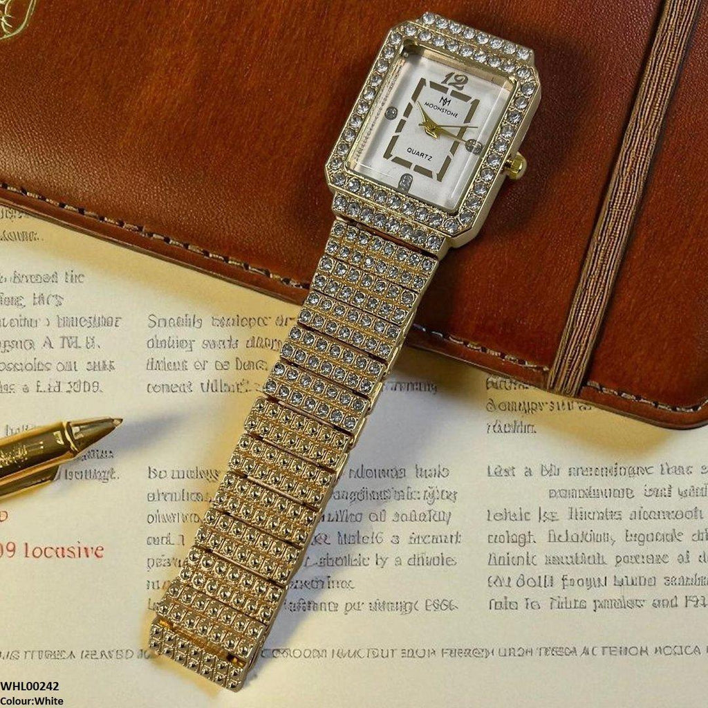 WHL00242 BWS Stone Decor Rectangle Dial Watch - WHL