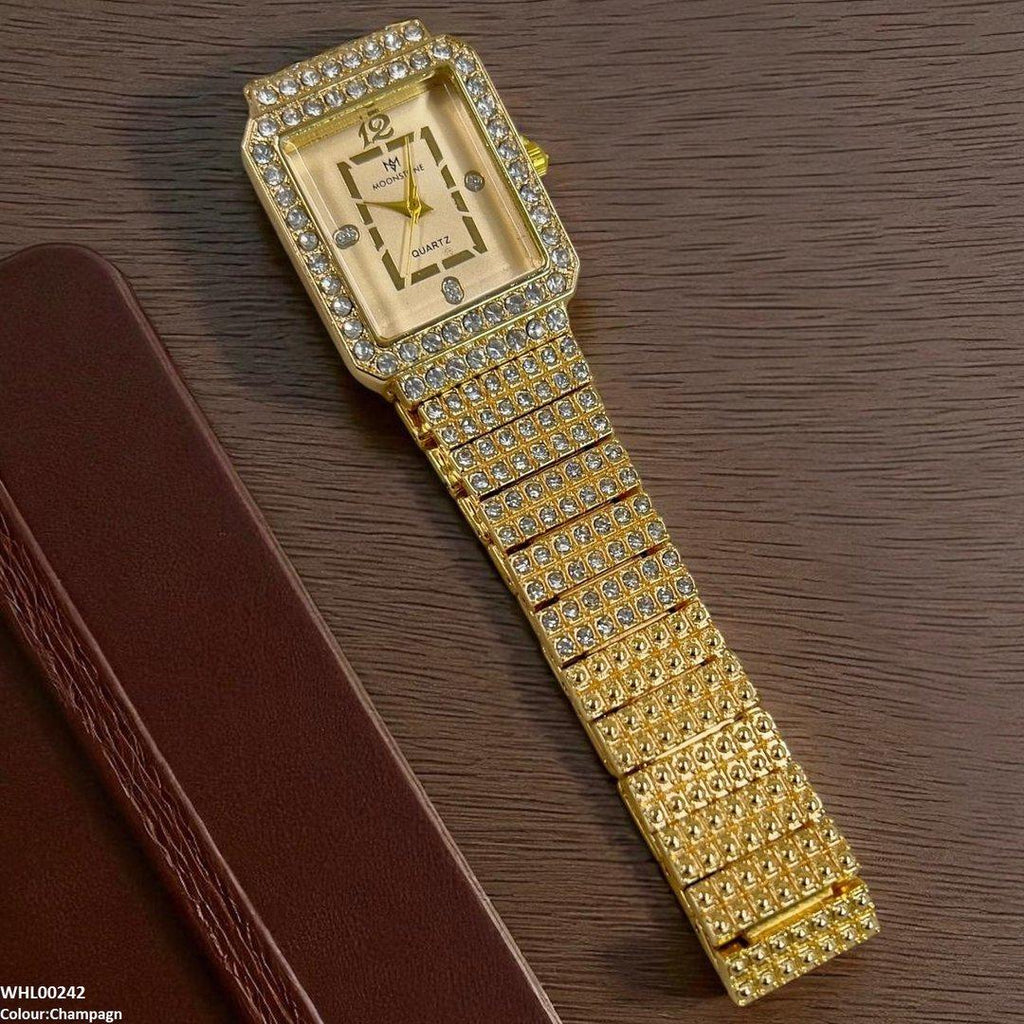 WHL00242 BWS Stone Decor Rectangle Dial Watch - WHL