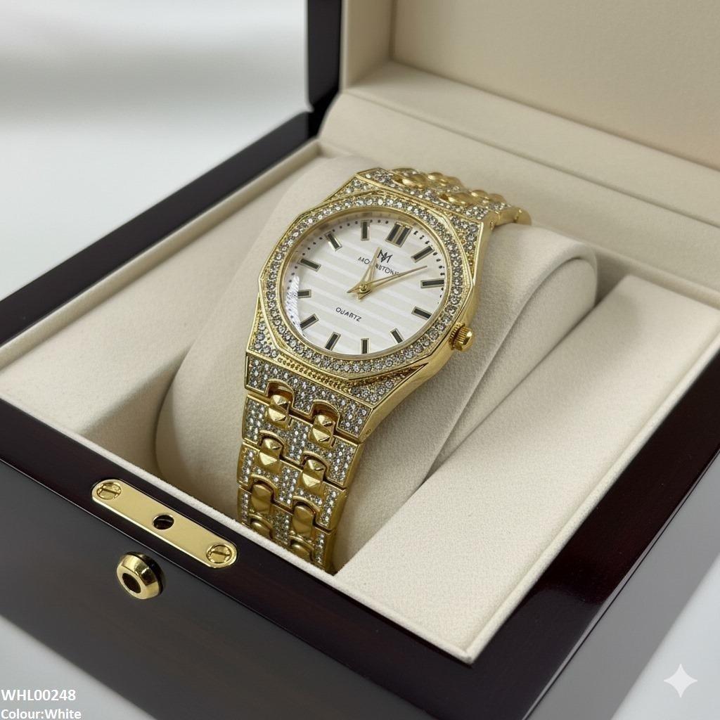 WHL00248 BWS Shine Dial Rocks Bezel Watch - WHL