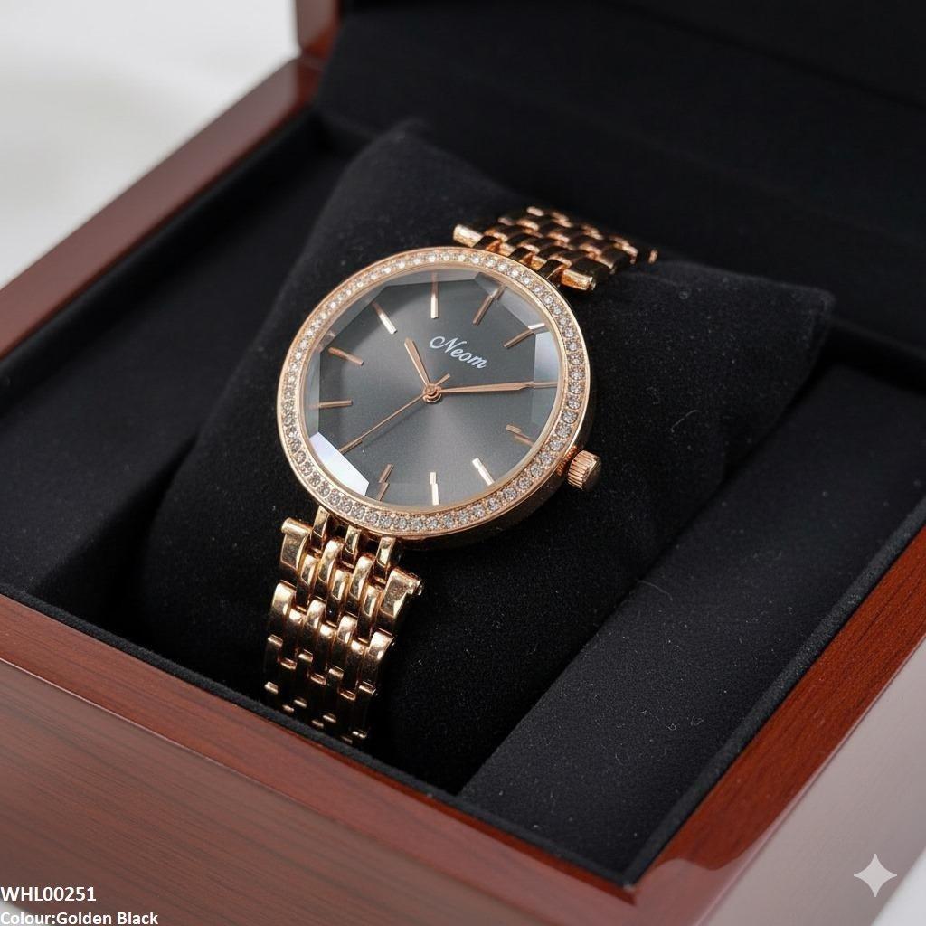 WHL00251 IWA Rhinestone Metal Link Wrist Watch - WHL