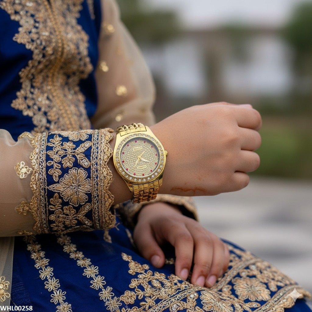 WHL00258 IWA Round Bezel Red Stone Dial Watch - WHL