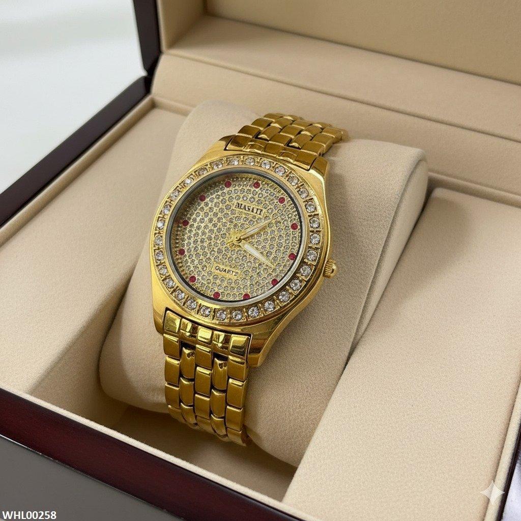 WHL00258 IWA Round Bezel Red Stone Dial Watch - WHL