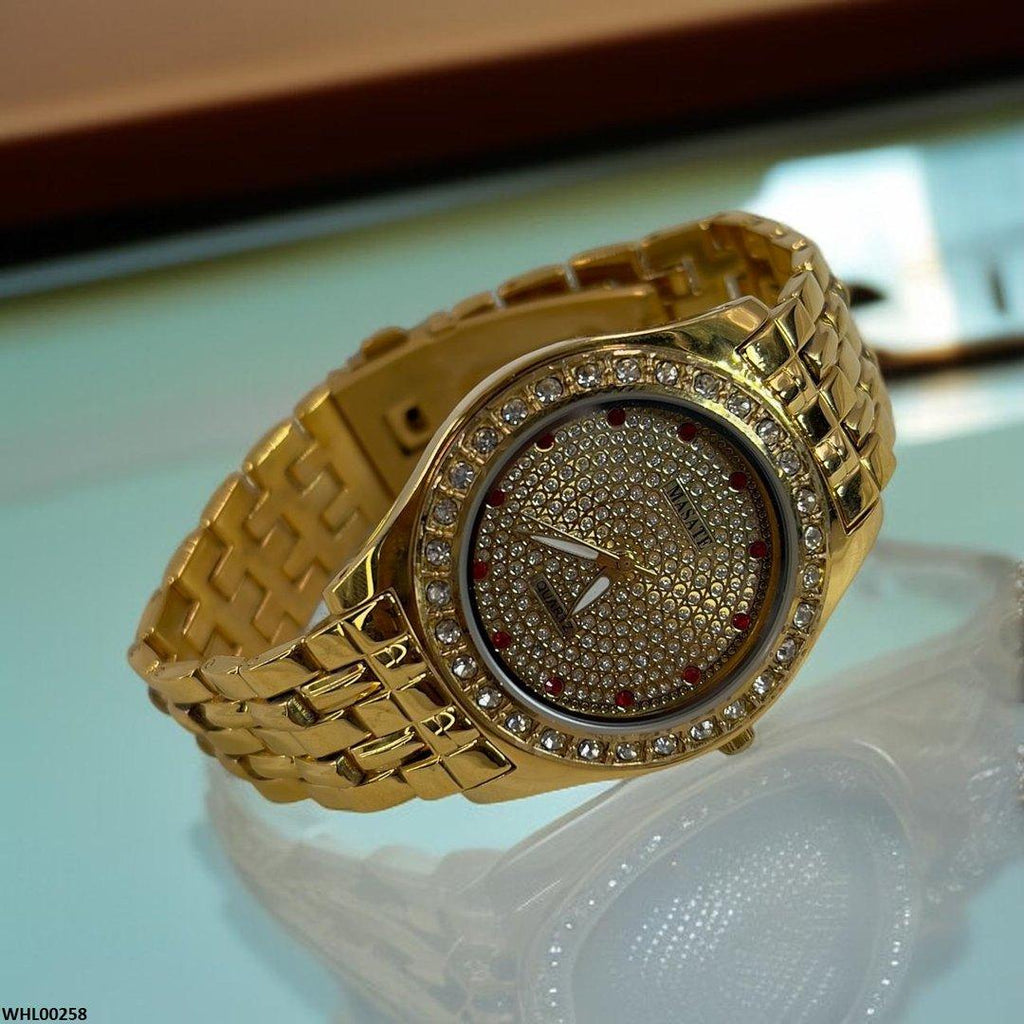 WHL00258 IWA Round Bezel Red Stone Dial Watch - WHL