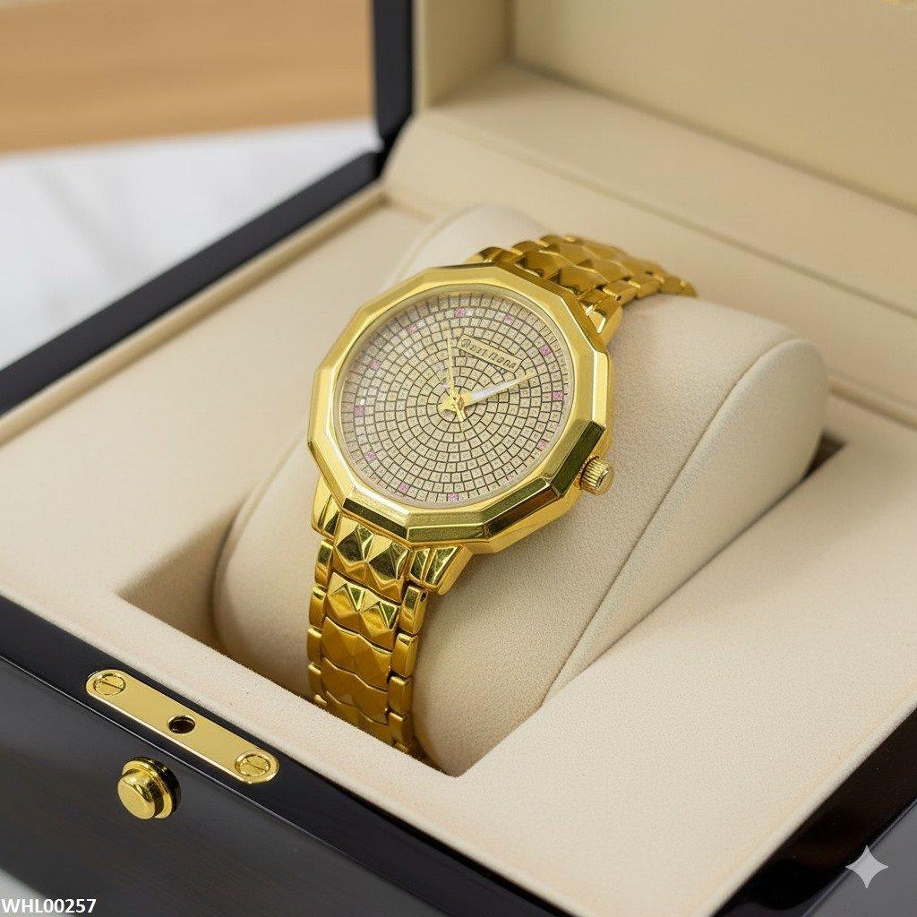 WHL00257 IWA Small Square Dial Diamond Patterned Braclet Watch - WHL