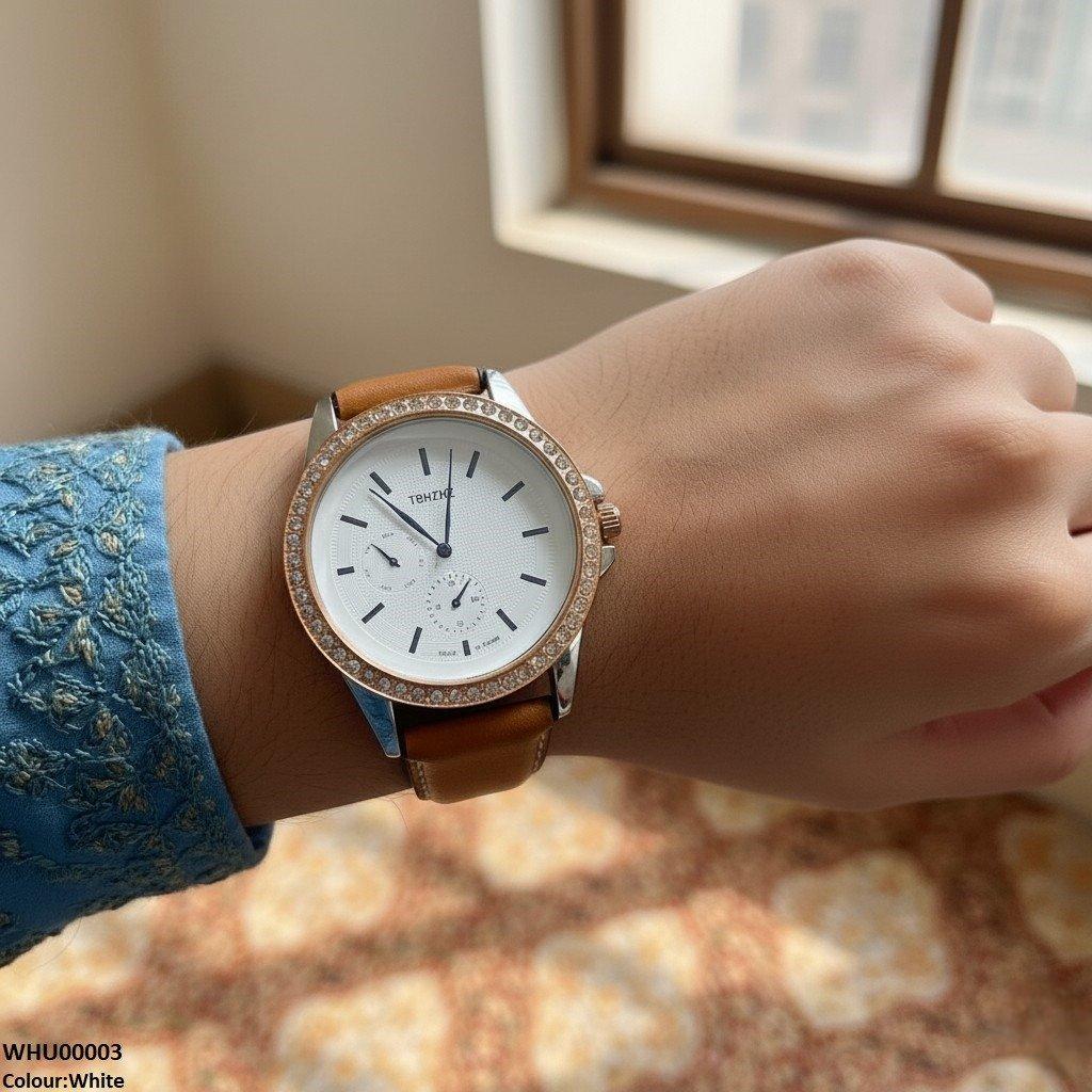 WHU00003 IWA Round  Bezal Stone Unisex Watch - WHU