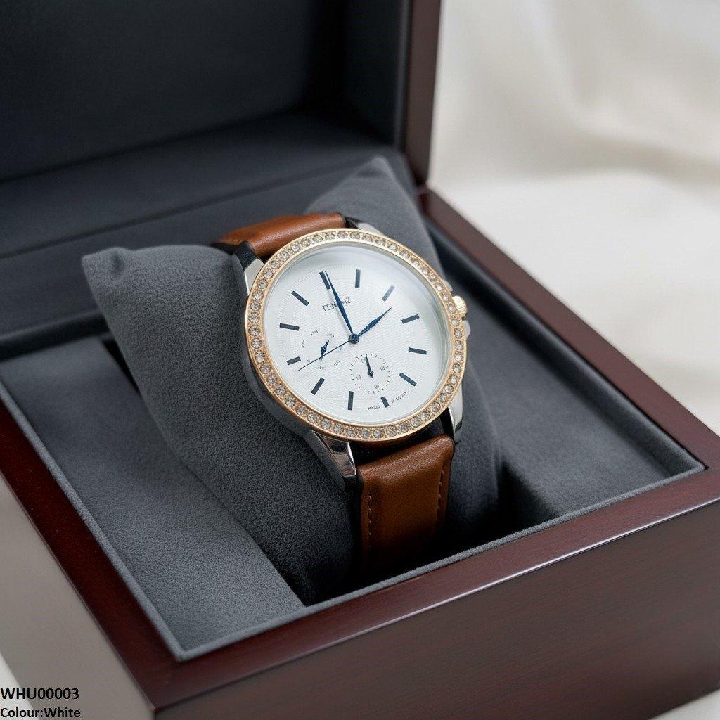 WHU00003 IWA Round  Bezal Stone Unisex Watch - WHU