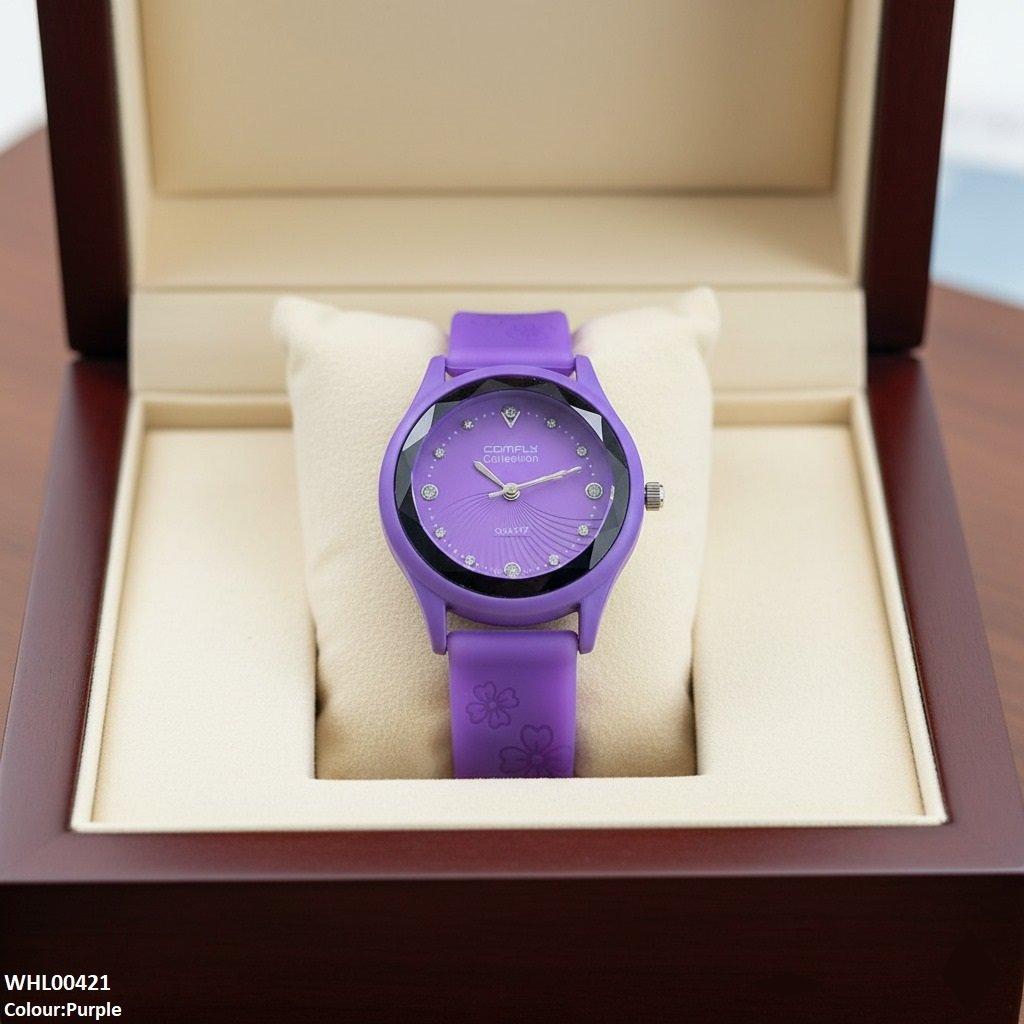 WHL00421 IWA Stone Dial Rubber Strap Women's Watch - WHL