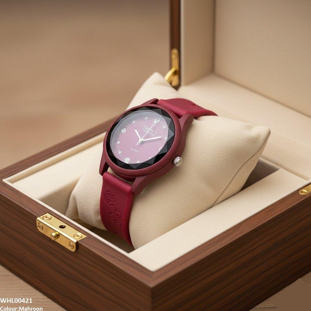 WHL00421 IWA Stone Dial Rubber Strap Women's Watch - WHL