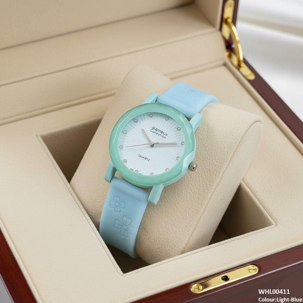 WHL00411 IWA Round Flower Dial Rubber Strap Women's Watch - WHL