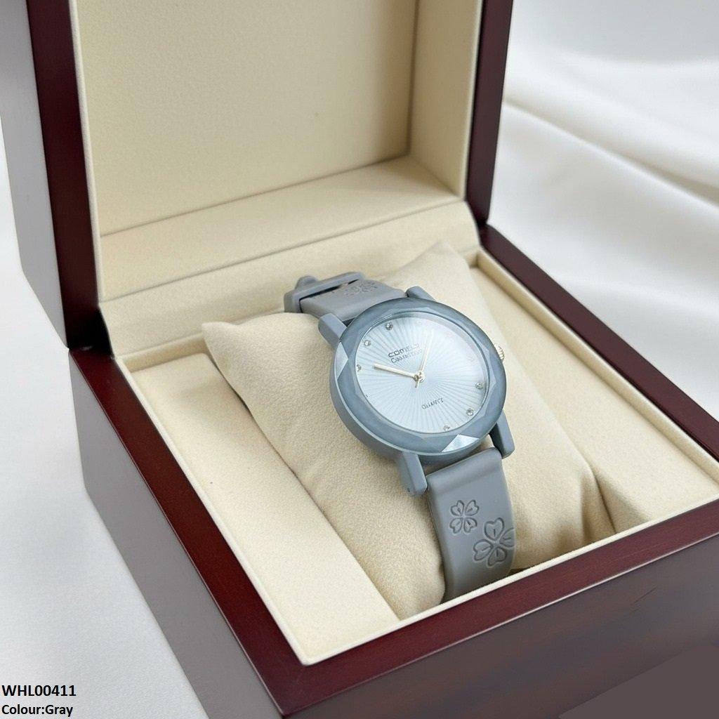 WHL00411 IWA Round Flower Dial Rubber Strap Women's Watch - WHL