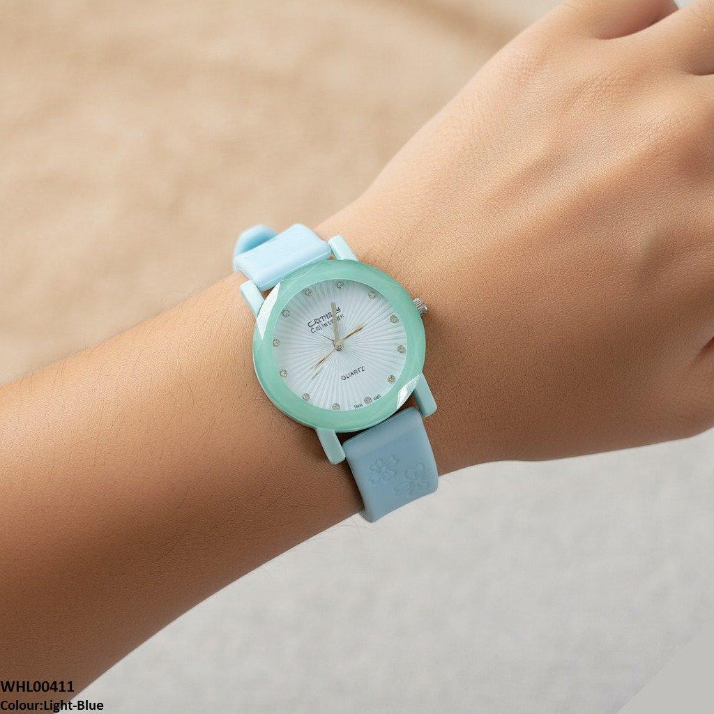 WHL00411 IWA Round Flower Dial Rubber Strap Women's Watch - WHL