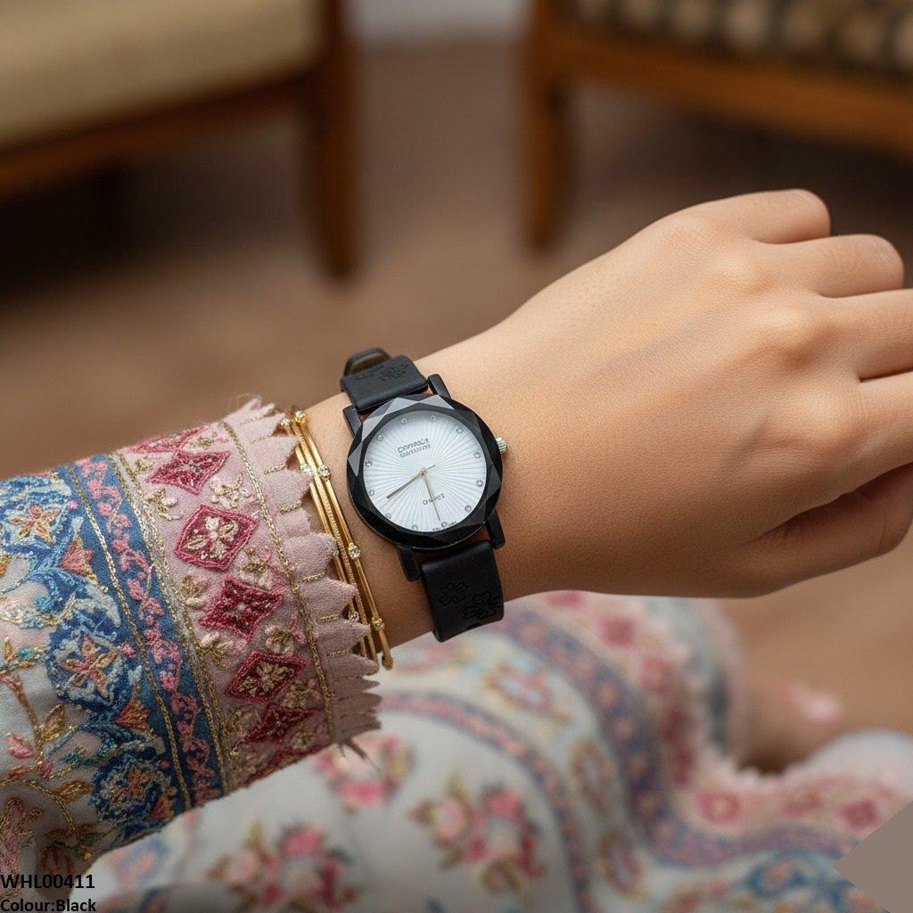 WHL00411 IWA Round Flower Dial Rubber Strap Women's Watch - WHL