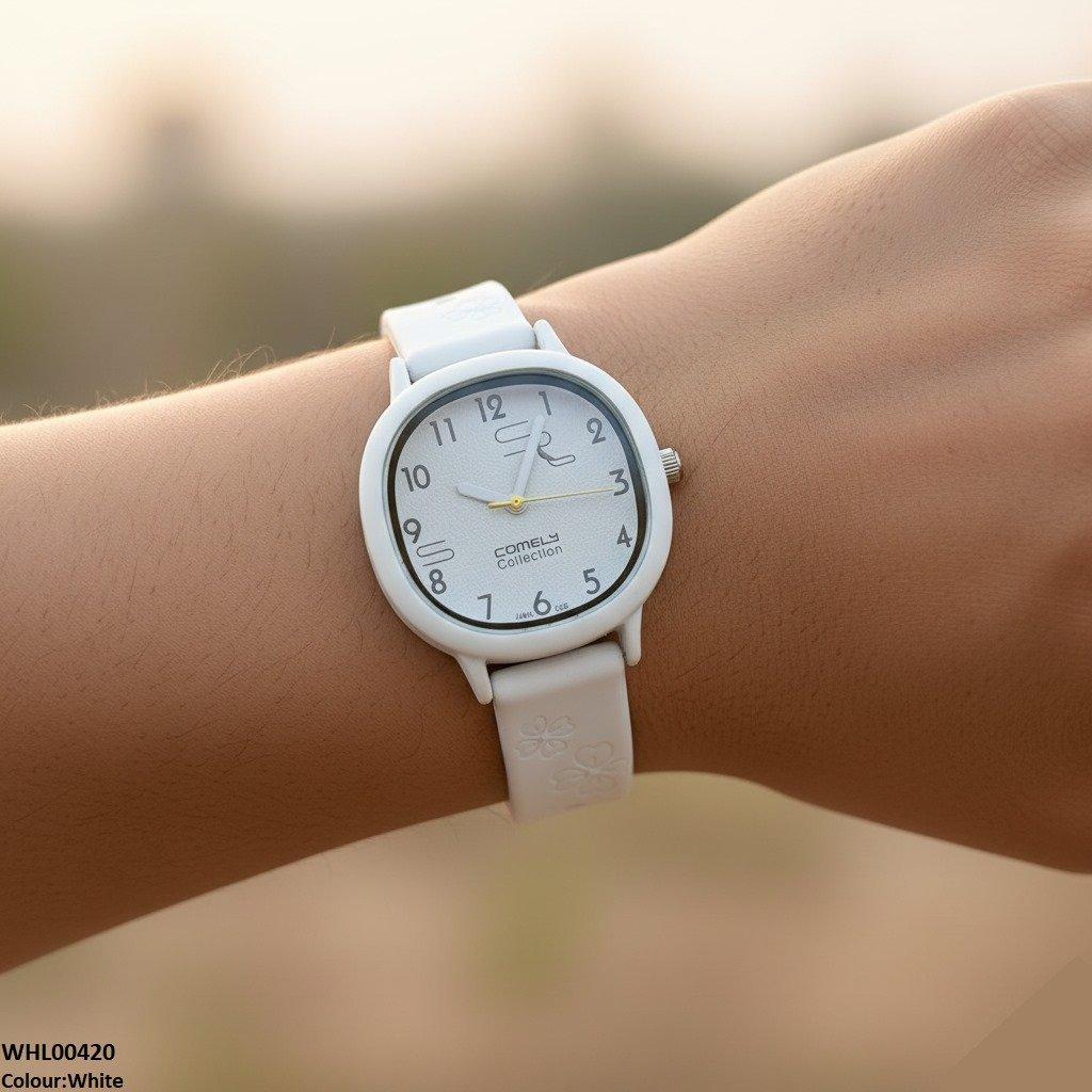 WHL00420 IWA Round Flower Rubber Strap Women's Watch - WHL