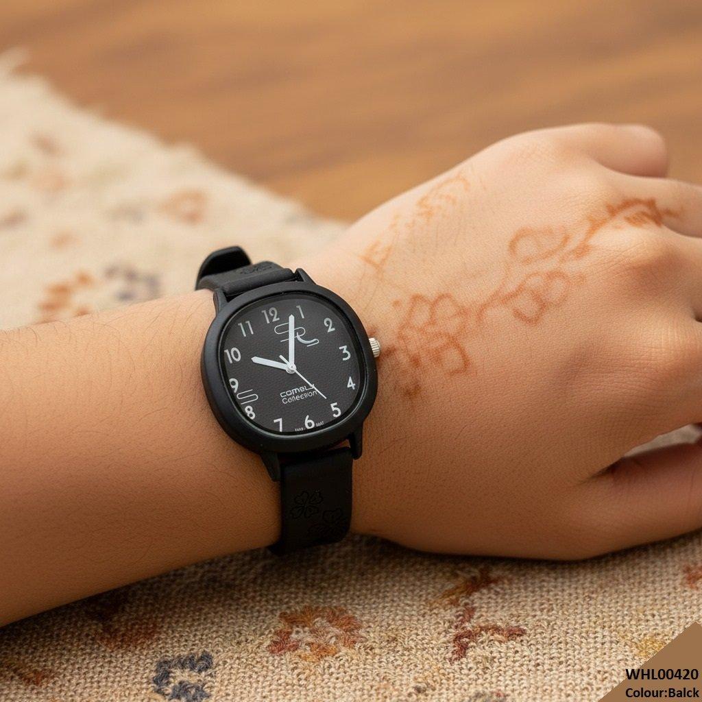 WHL00420 IWA Round Flower Rubber Strap Women's Watch - WHL