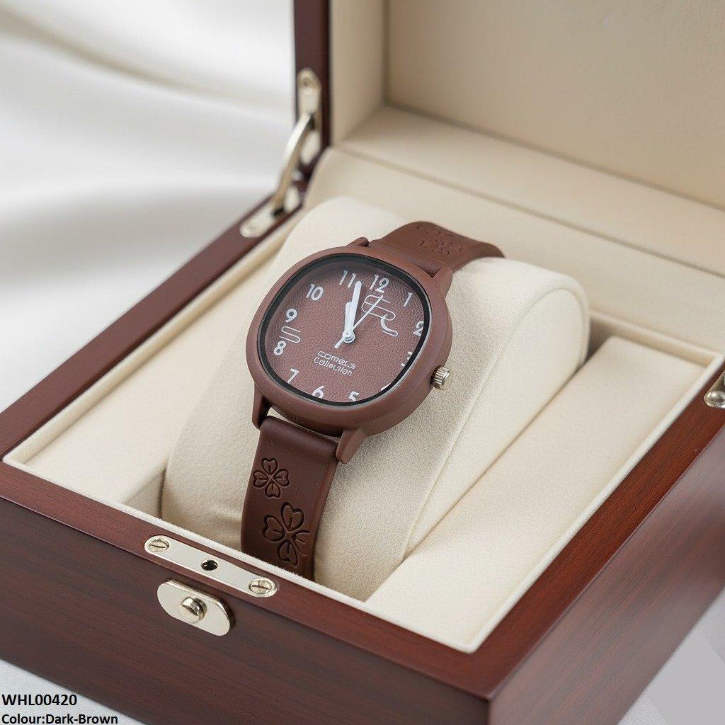 WHL00420 IWA Round Flower Rubber Strap Women's Watch - WHL