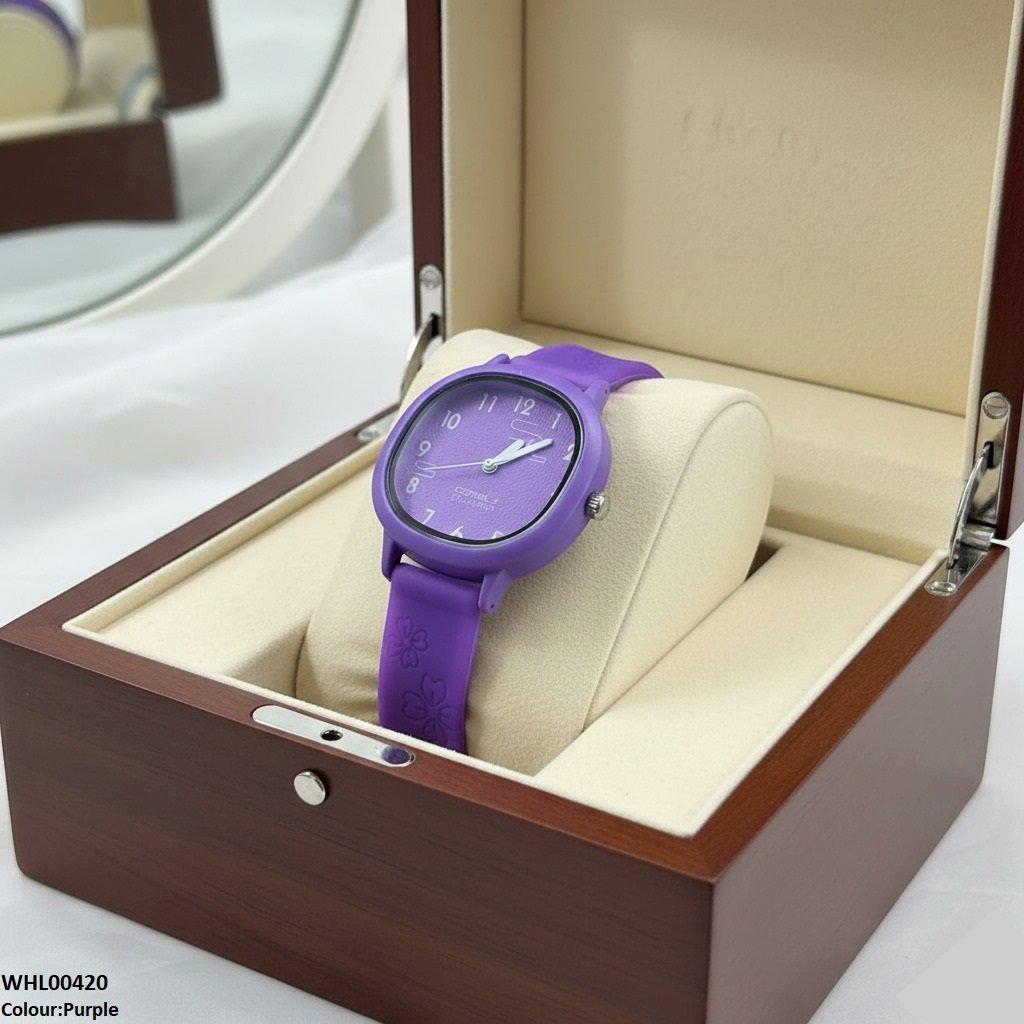 WHL00420 IWA Round Flower Rubber Strap Women's Watch - WHL