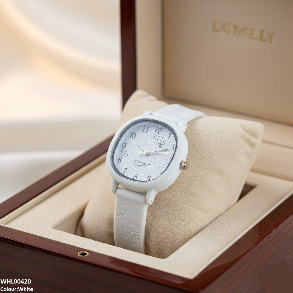 WHL00420 IWA Round Flower Rubber Strap Women's Watch - WHL