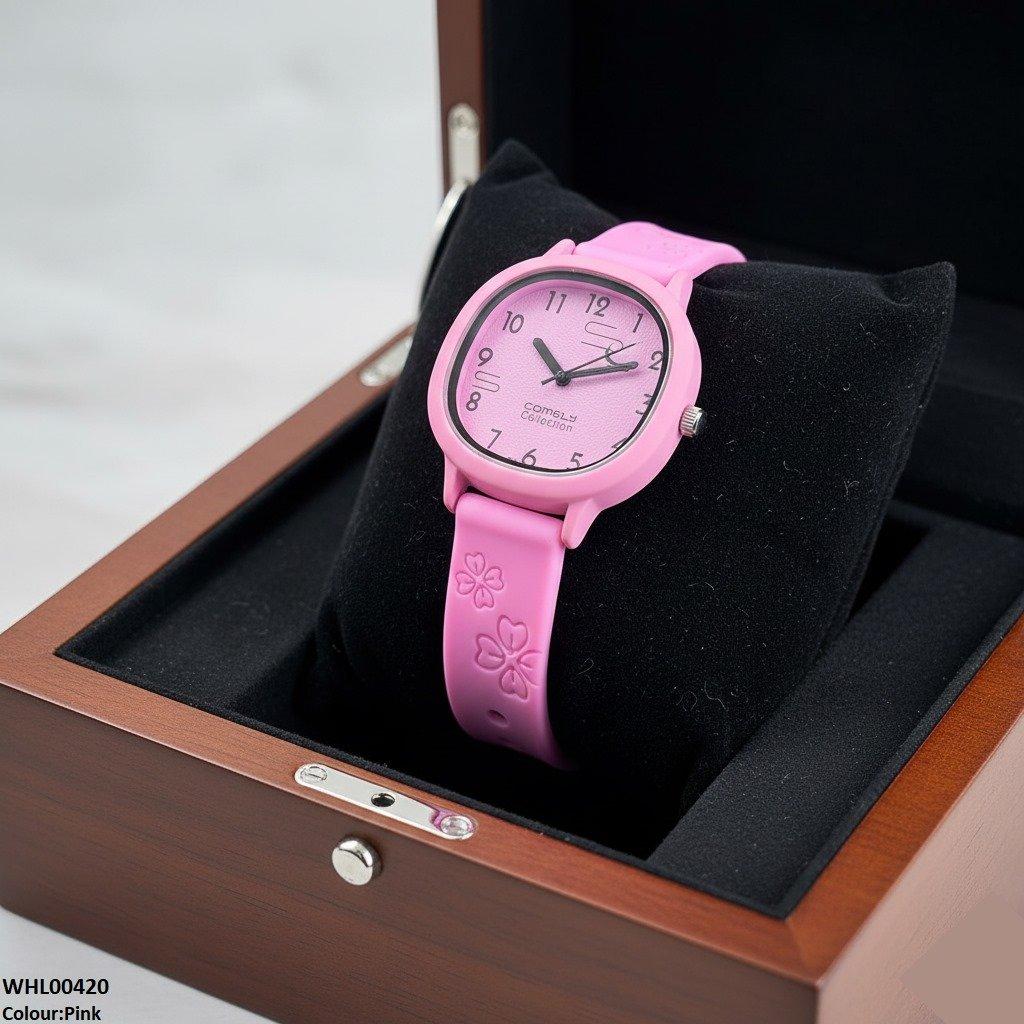 WHL00420 IWA Round Flower Rubber Strap Women's Watch - WHL