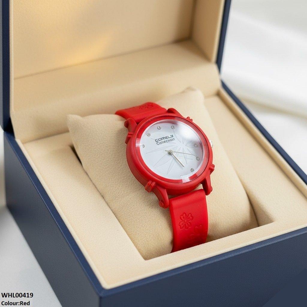 WHL00419  IWA Round Leaf Dial Rubber Strap Women's Watch - WHL