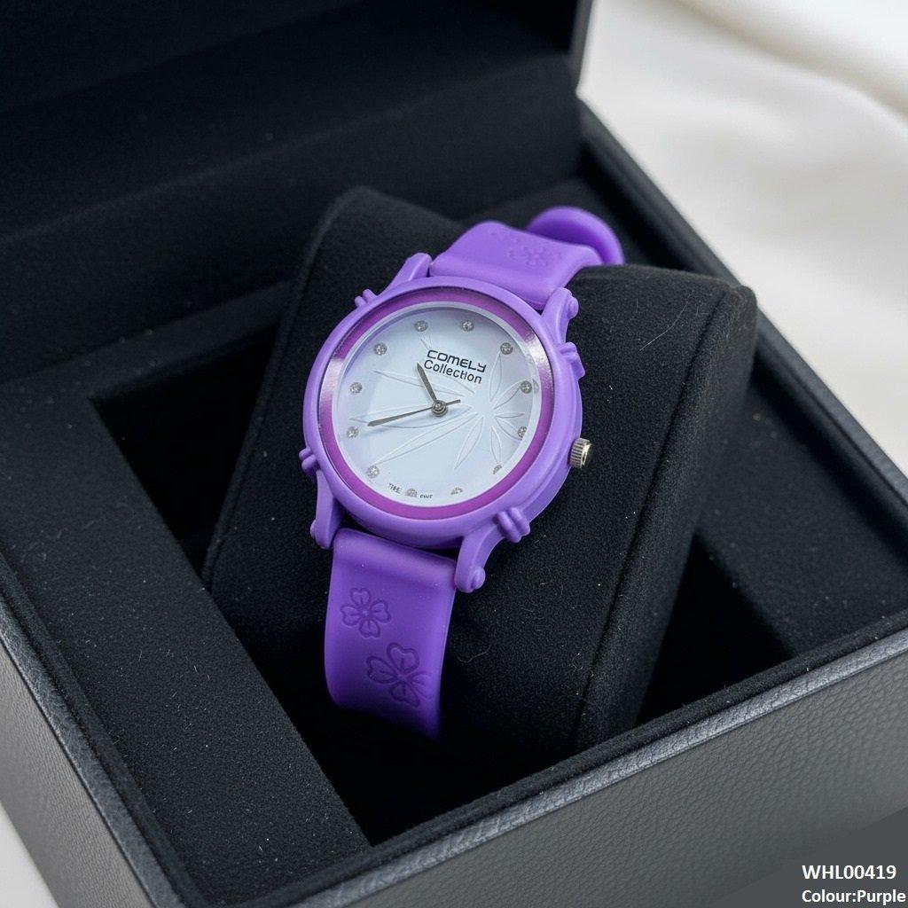 WHL00419  IWA Round Leaf Dial Rubber Strap Women's Watch - WHL