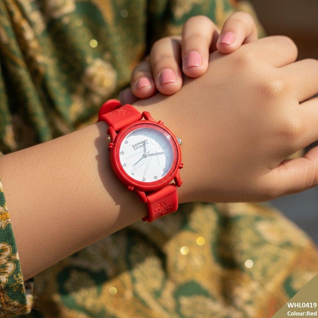 WHL00419  IWA Round Leaf Dial Rubber Strap Women's Watch - WHL