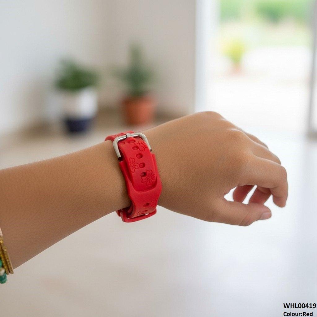 WHL00419  IWA Round Leaf Dial Rubber Strap Women's Watch - WHL