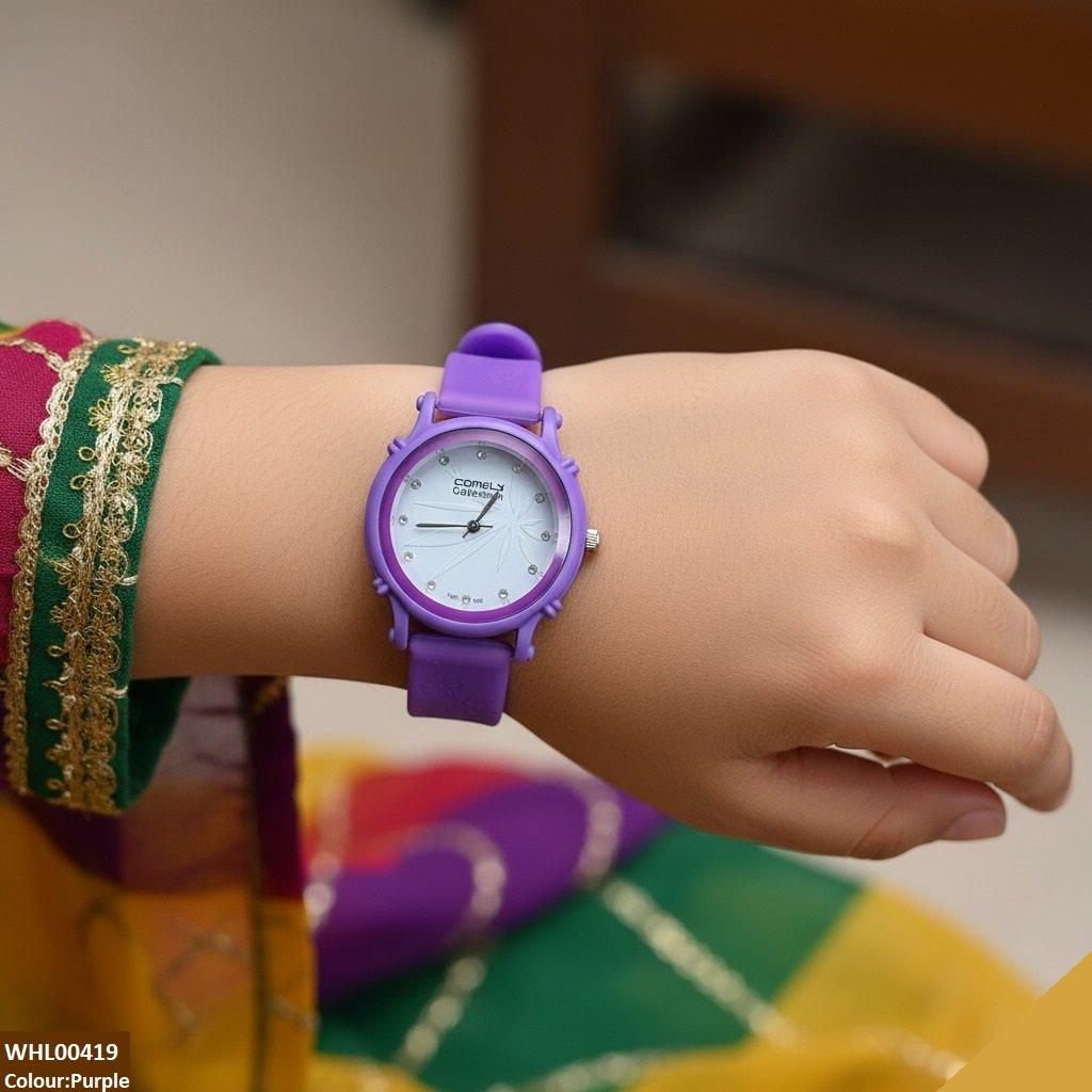 WHL00419  IWA Round Leaf Dial Rubber Strap Women's Watch - WHL