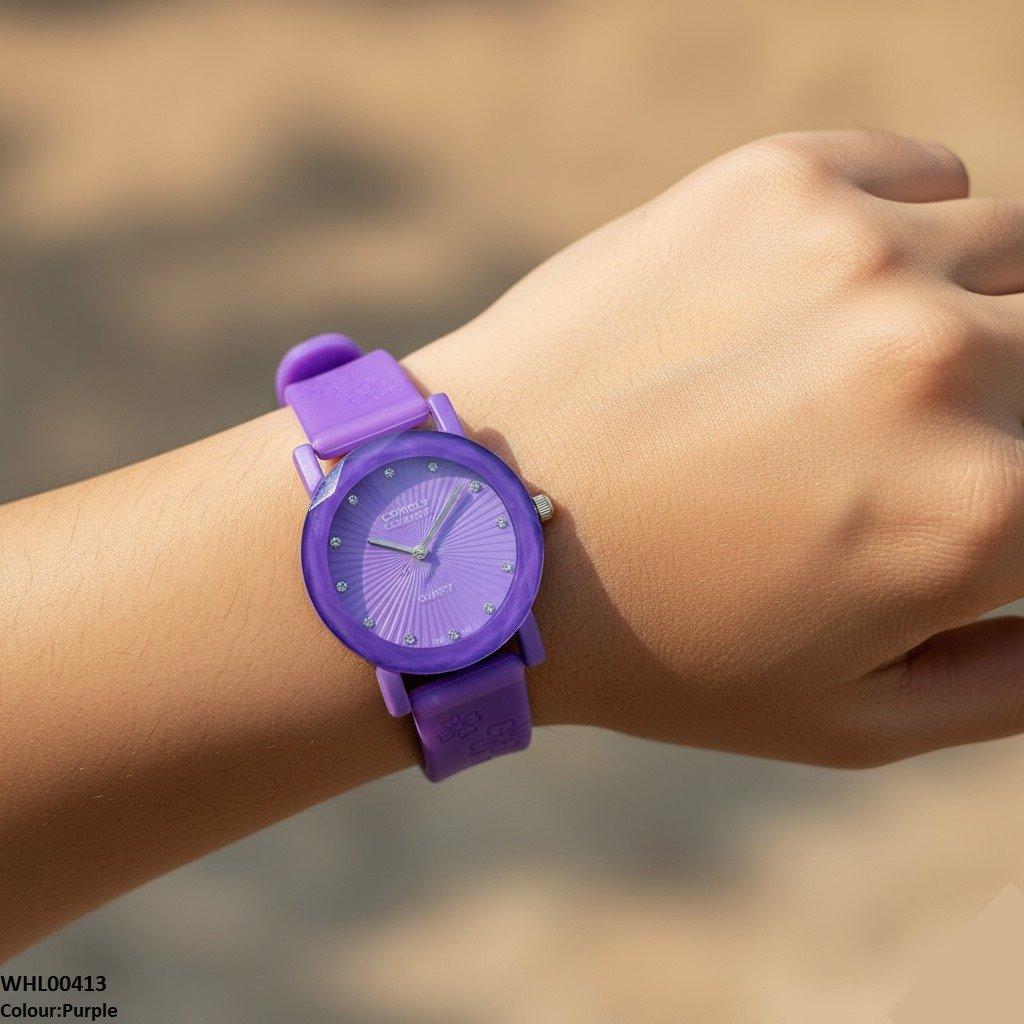 WHL00413 IWA Round Flower Rubber Strap Women's Watch - WHL