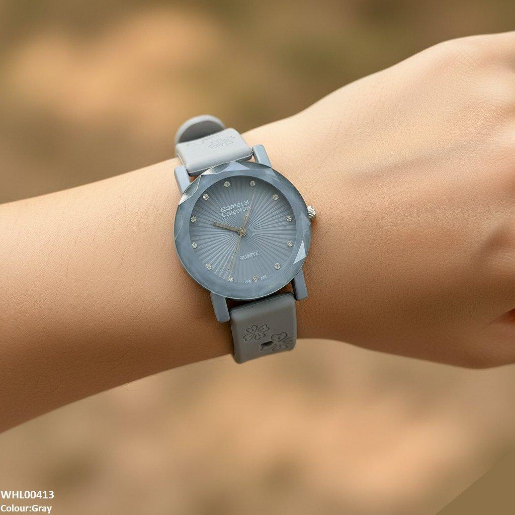 WHL00413 IWA Round Flower Rubber Strap Women's Watch - WHL