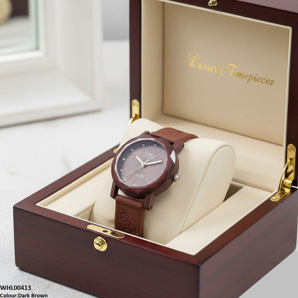 WHL00413 IWA Round Flower Rubber Strap Women's Watch - WHL